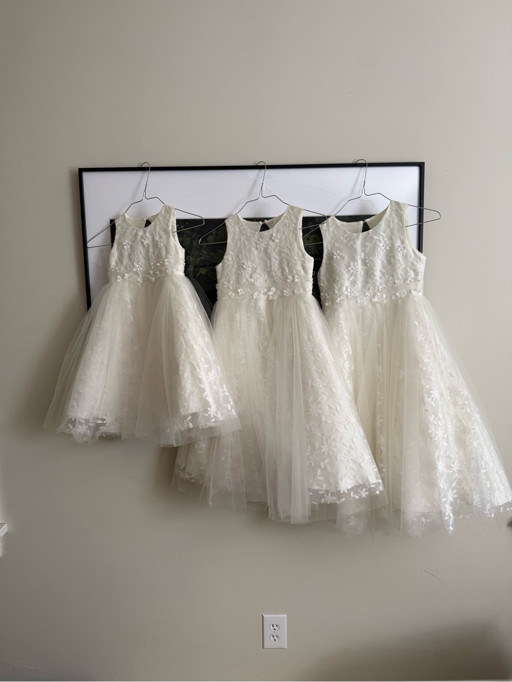 Princess Daliana Jessie Beaded Floral Tulle Flower Girl Dresses in Ivory
